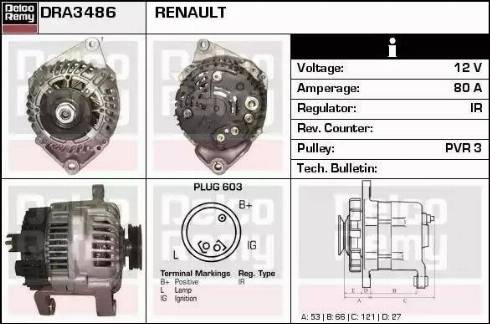 Remy DRA3486 - Alternator autospares.lv