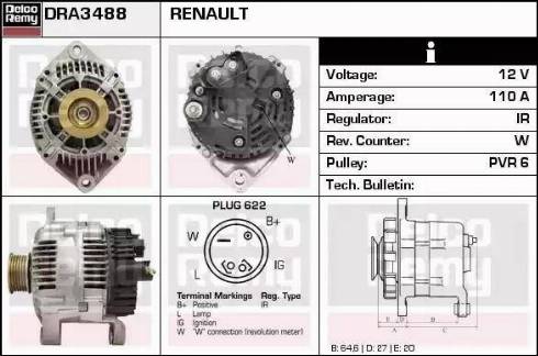 Remy DRA3488 - Alternator autospares.lv