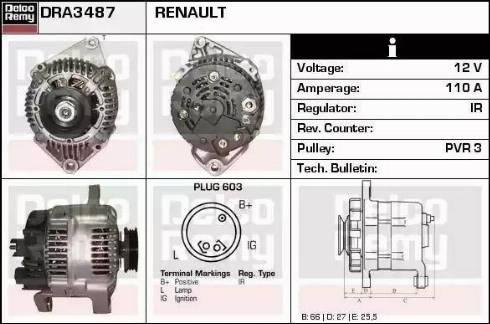 Remy DRA3487 - Alternator autospares.lv