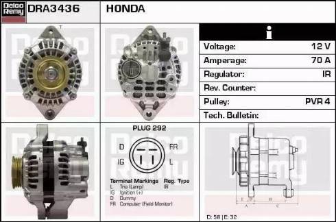 Remy DRA3436 - Alternator autospares.lv