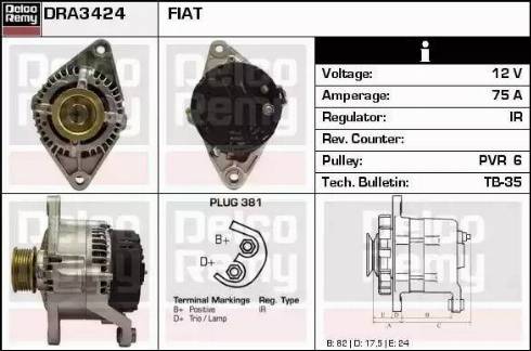 Remy DRA3424 - Alternator autospares.lv