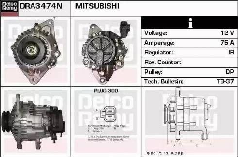 Remy DRA3474N - Alternator autospares.lv