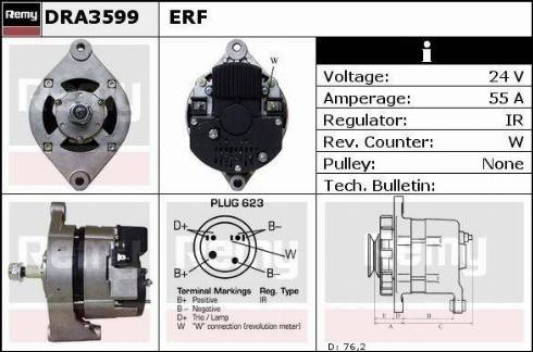 Remy DRA3599 - Alternator autospares.lv