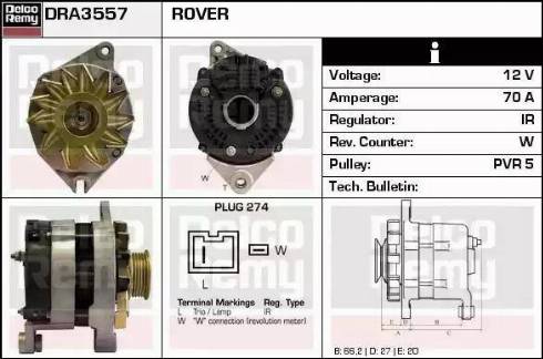 Remy DRA3557 - Alternator autospares.lv