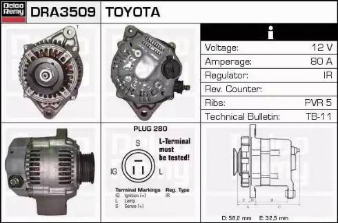 Remy DRA3509 - Alternator autospares.lv