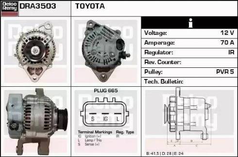 Remy DRA3503 - Alternator autospares.lv