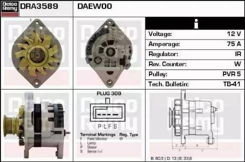 Remy DRA3589 - Alternator autospares.lv