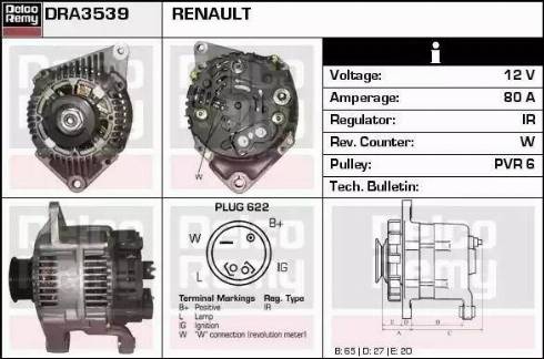 Remy DRA3539 - Alternator autospares.lv