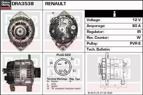 Remy DRA3538 - Alternator autospares.lv