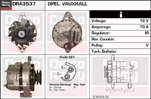 Remy DRA3537 - Alternator autospares.lv