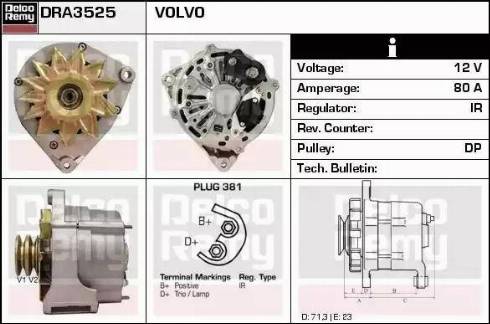 Remy DRA3525 - Alternator autospares.lv