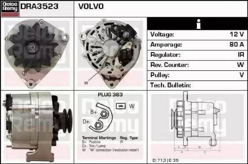 Remy DRA3523 - Alternator autospares.lv