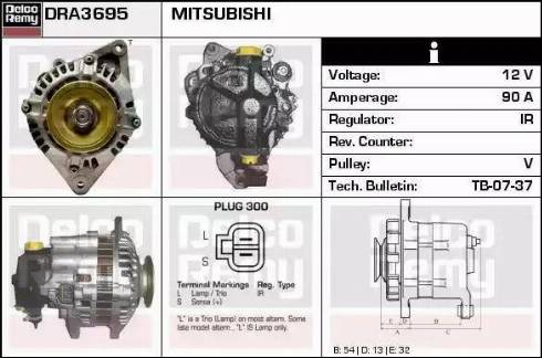 Remy DRA3695N - Alternator autospares.lv