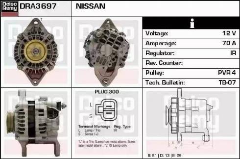 Remy DRA3697 - Alternator autospares.lv