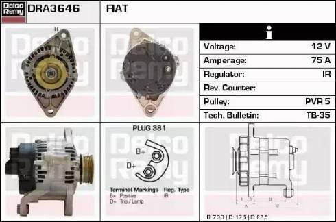 Remy DRA3646 - Alternator autospares.lv