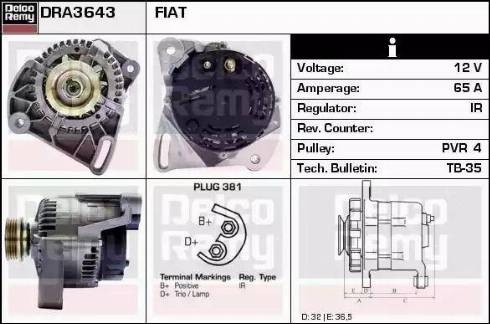 Remy DRA3643 - Alternator autospares.lv