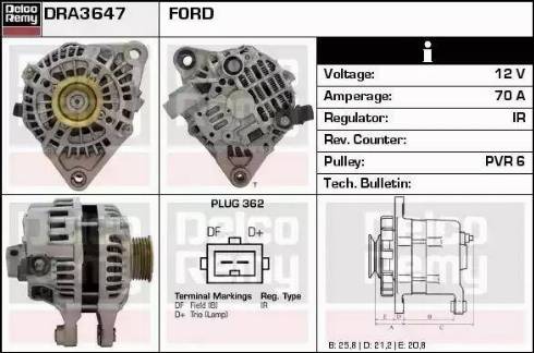 Remy DRA3647 - Alternator autospares.lv