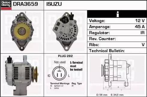 Remy DRA3659 - Alternator autospares.lv