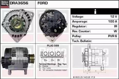 Remy DRA3656 - Alternator autospares.lv