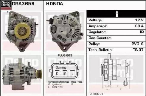 Remy DRA3658 - Alternator autospares.lv