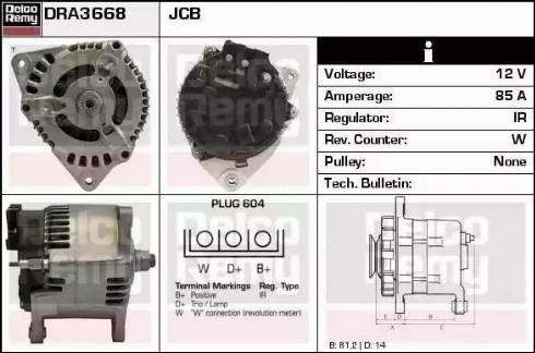 Remy DRA3668 - Alternator autospares.lv