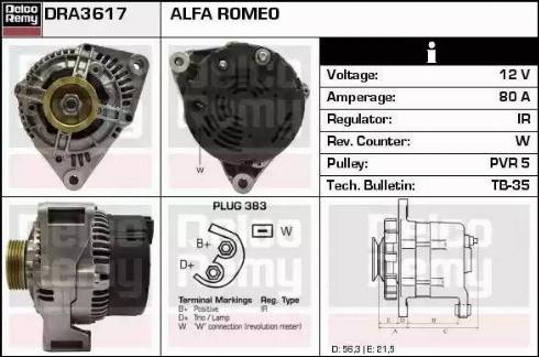 Remy DRA3617 - Alternator autospares.lv
