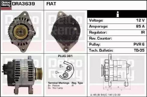 Remy DRA3639 - Alternator autospares.lv