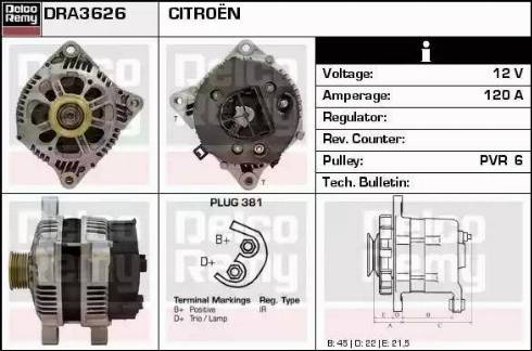 Remy DRA3626 - Alternator autospares.lv