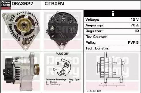 Remy DRA3627 - Alternator autospares.lv