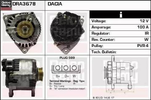 Remy DRA3678 - Alternator autospares.lv