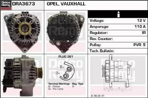 Remy DRA3673 - Alternator autospares.lv