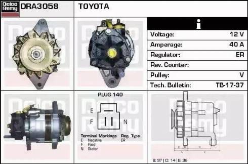 Remy DRA3058 - Alternator autospares.lv