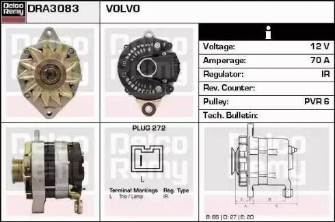 Remy DRA3083 - Alternator autospares.lv