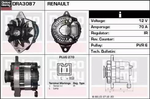 Remy DRA3087 - Alternator autospares.lv