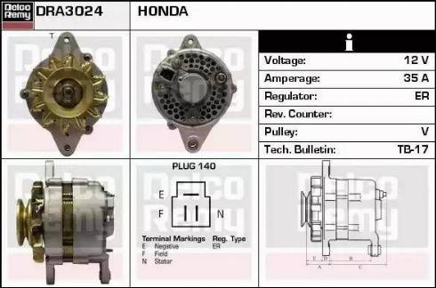 Remy DRA3024 - Alternator autospares.lv