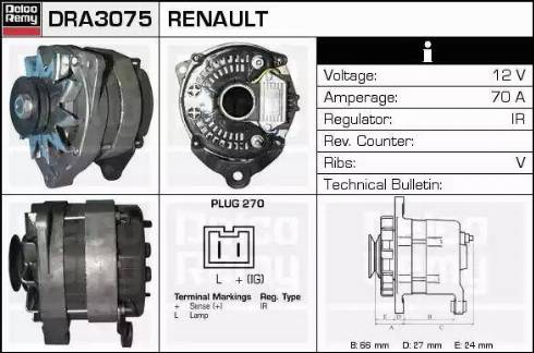 Remy DRA3075 - Alternator autospares.lv