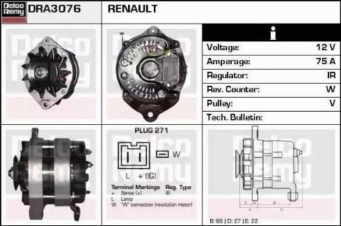 Remy DRA3076 - Alternator autospares.lv