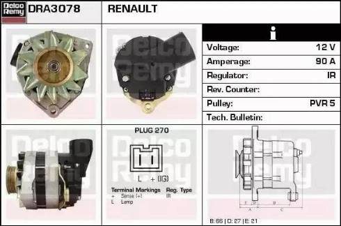 Remy DRA3078 - Alternator autospares.lv