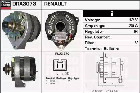 Remy DRA3073 - Alternator autospares.lv