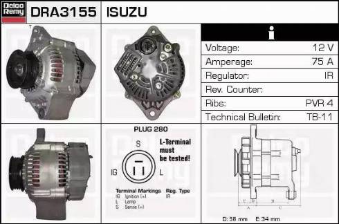 Remy DRA3155 - Alternator autospares.lv