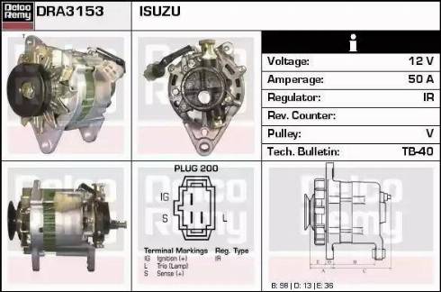 Remy DRA3153 - Alternator autospares.lv