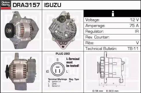 Remy DRA3157 - Alternator autospares.lv