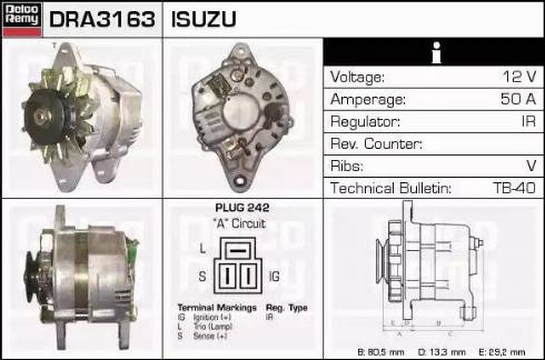 Remy DRA3163 - Alternator autospares.lv