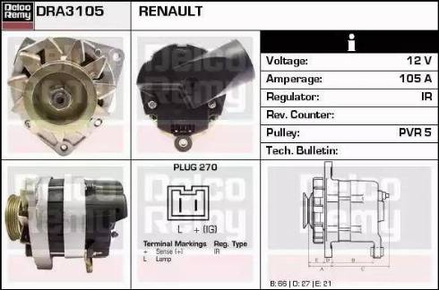 Remy DRA3105 - Alternator autospares.lv