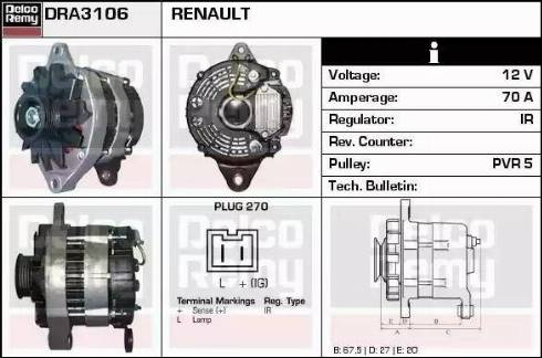 Remy DRA3106 - Alternator autospares.lv