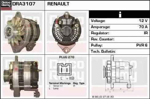 Remy DRA3107 - Alternator autospares.lv