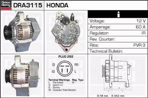 Remy DRA3115 - Alternator autospares.lv