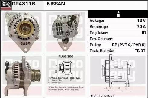 Remy DRA3116 - Alternator autospares.lv