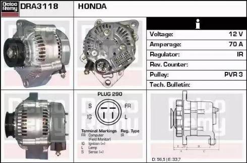 Remy DRA3118 - Alternator autospares.lv