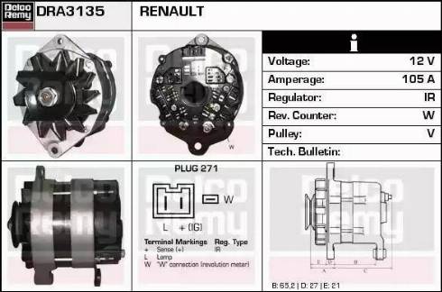 Remy DRA3135 - Alternator autospares.lv